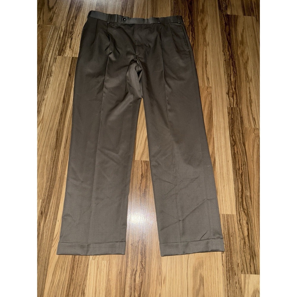 Brooks Brothers Men's 38 x 30 Brown Madison Fit Flat Front Dress Pants Cuffed‎